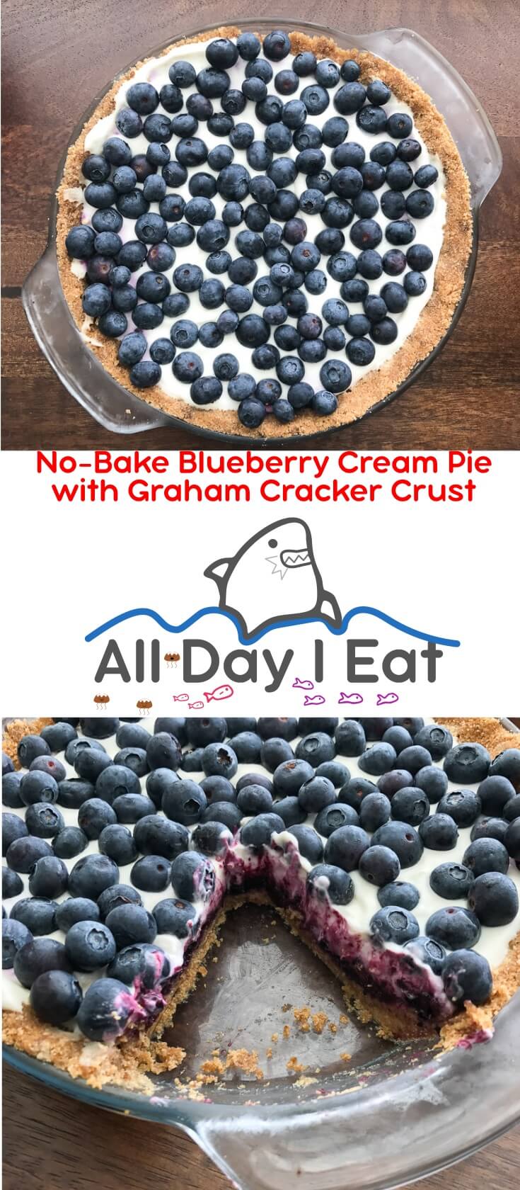 No-Bake Blueberry Cream Pie with Graham Cracker Crust - All Day I Eat ...