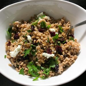 Warm Farro Salad with Fresh Herbs, Goat Cheese and Dried Cherries | www.alldayieat.com