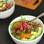 Arugula Salad with Roasted Kabocha, Pomegranate and Avocado | www.alldayieat.com