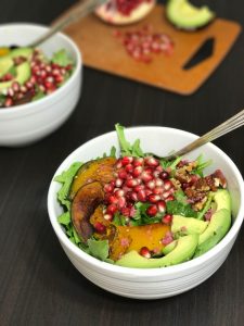 Arugula Salad with Roasted Kabocha, Pomegranate and Avocado | www.alldayieat.com