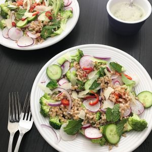 Warm Farro Salad with Easter Egg Radishes and Broccoli | www.alldayieat.com