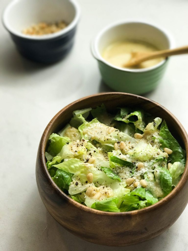 Creamy Roasted Garlic Dressing romaine salad