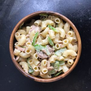 japanese style macaroni salad with tuna