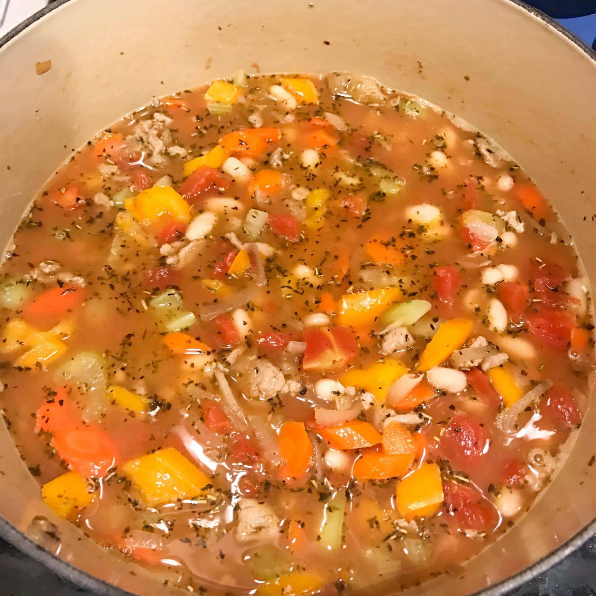 White Bean Soup with Turkey, Kale, and Herbes de Provence