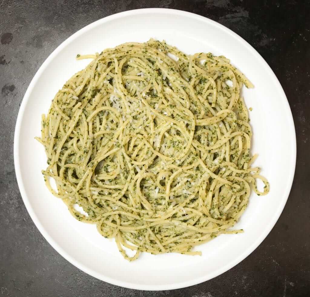 basil pesto pasta on a plate