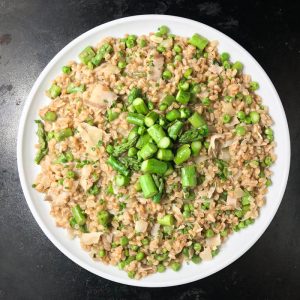 Farroto with Asparagus, Peas, and Fresh Herbs