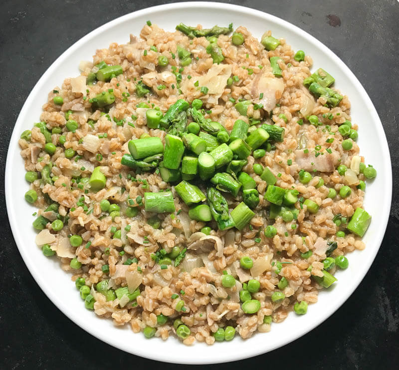 Farroto with Asparagus, Peas, and Fresh Herbs