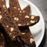 chocolate hazelnut biscotti side view