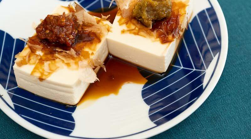 hiyayakko japanese cold tofu with soy sauce and yuzukosho