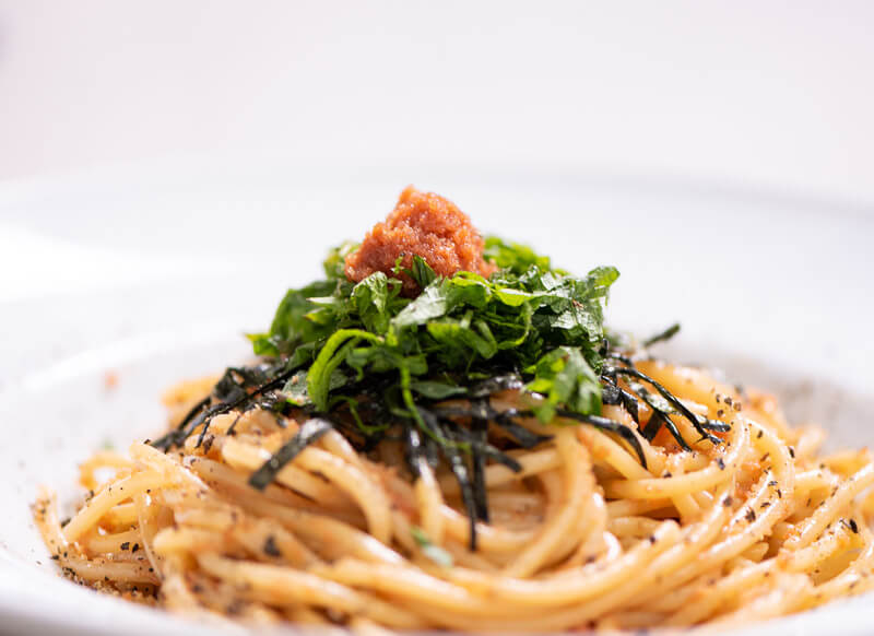 Creamy Mentaiko Spaghetti with cream, butter and soy sauce