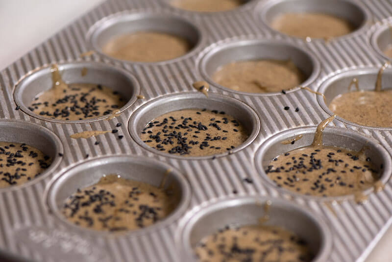 Hojicha Cupcakes with Black sesame and Sweet Cream batter