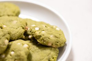 matcha okara cookies with white chocolate all day i eat like a shark