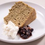 slice of chiffon cake on a plate