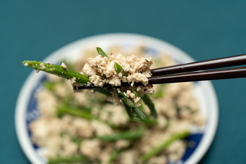 asparagus shira ae closeup japanese tofu