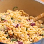 Japanese style macaroni salad with ham