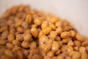 homemade natto closeup