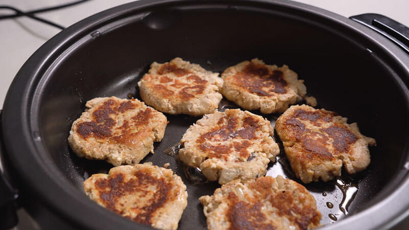 tofu okara hamburger patties cooking