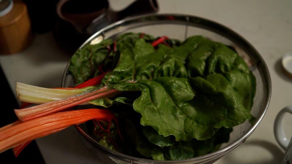 vegetable on a strainer