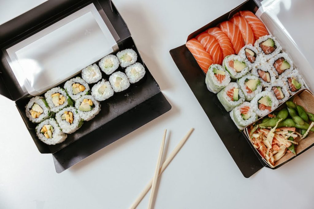 Japanese sushi in a box.