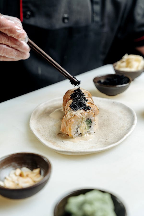 Roe in Sushi on a plate