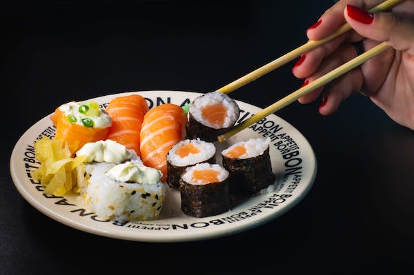 A plate of sushi showcasing its exquisite taste.