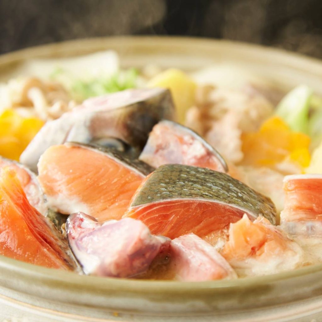 A Hokkaido-inspired bowl of fish and vegetable soup.