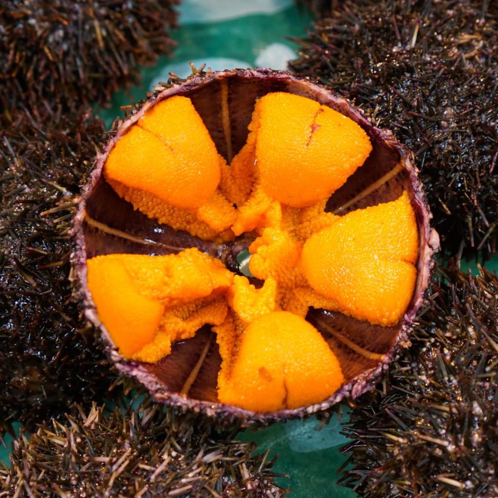 A hokkaido fruit that has been cut in half.