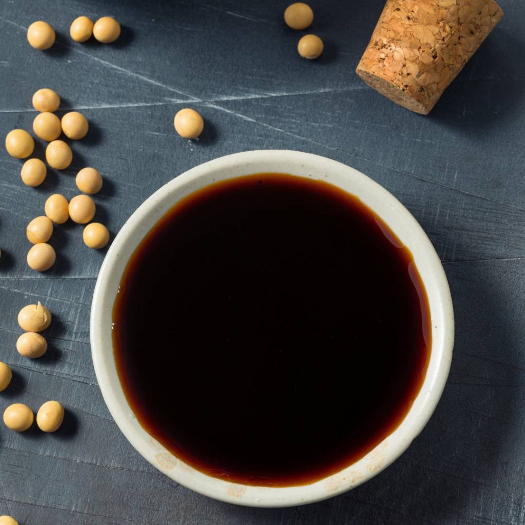 tamari in a bowl. gluten-free soy sauce