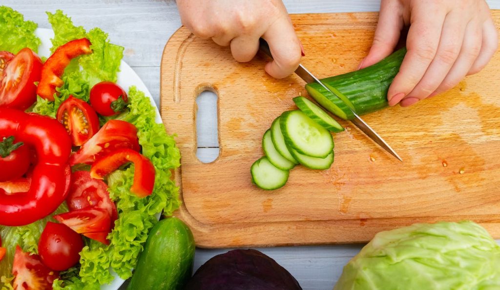 using a cutting board