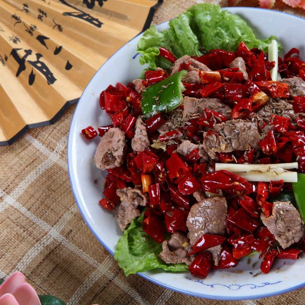 A japanese food in a bowl surrounded with Japanese props for food photography