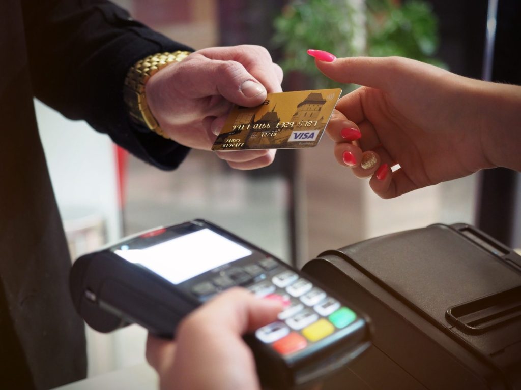 Customer making a purchase using a card