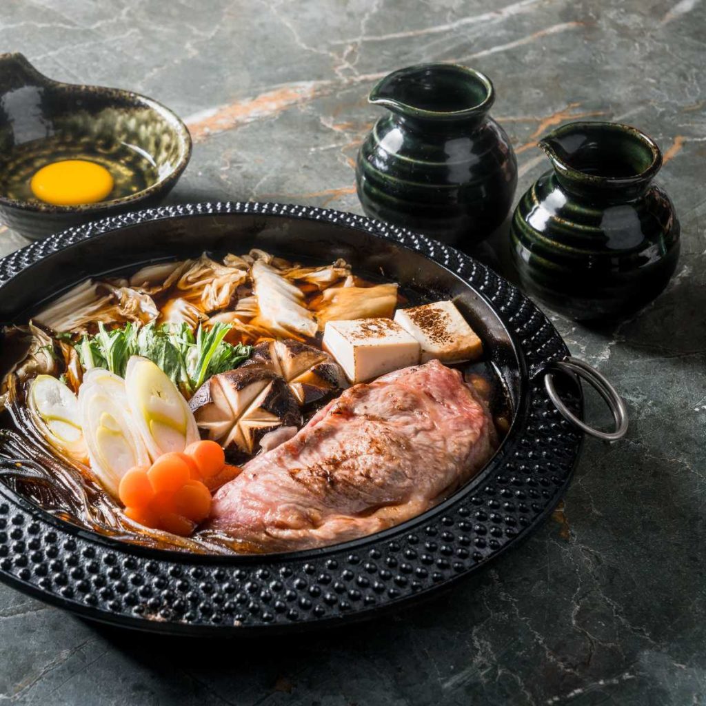 japanese food on top of marble surface for food photography