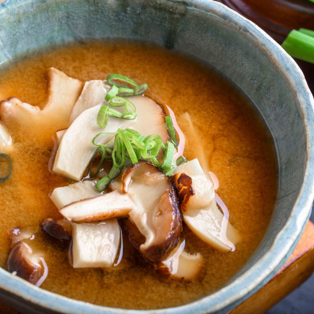 A bowl of mushroom soup 