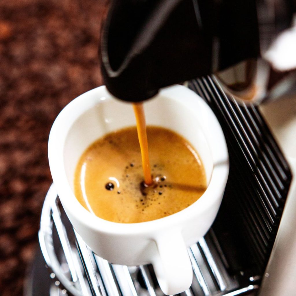 Dripping coffee from a nespresso machine