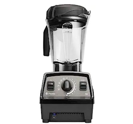 A Vitamix blender on a white background.