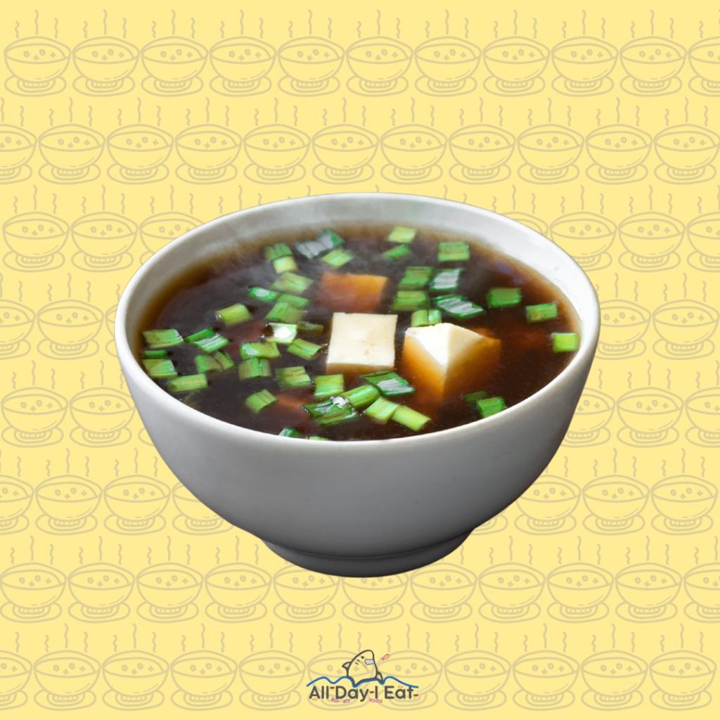 Reheat miso soup with green onions and tofu.