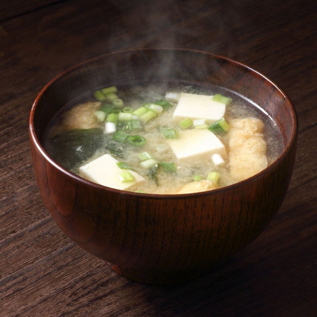 a bowl of tofu miso soup