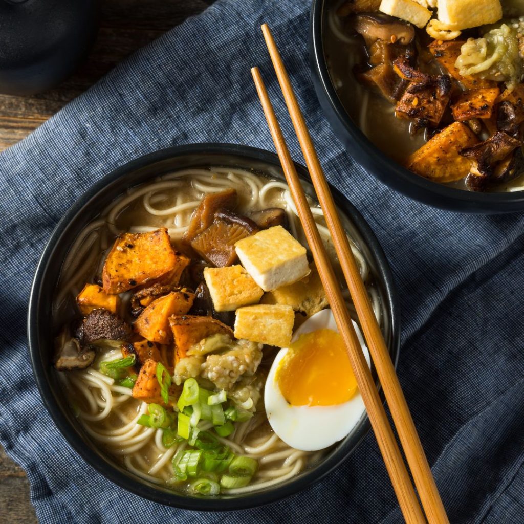 a bowl of vegan ramen