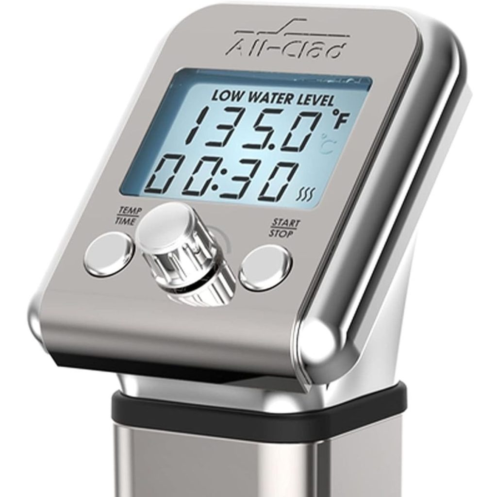 The photo shows the All-Clad Sous Vide Immersion Circulator's digital display. (Photo courtesy of Amazon/All-Clad Sous Vide Review)