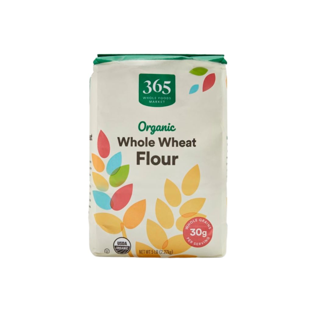 a bag of organic wheat flour