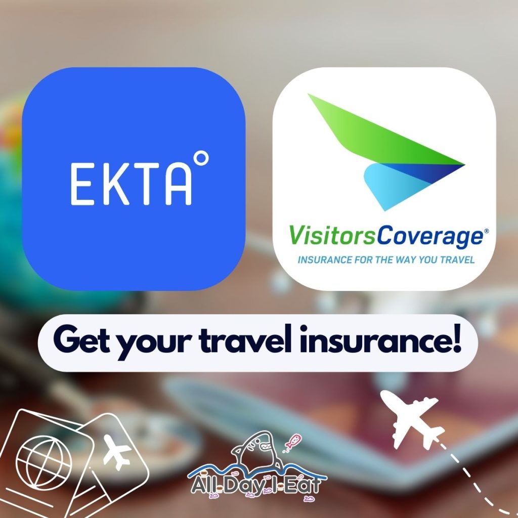 A graphic shows the EKTA Travel Insurance and VisitorsCoverage logos in one frame.