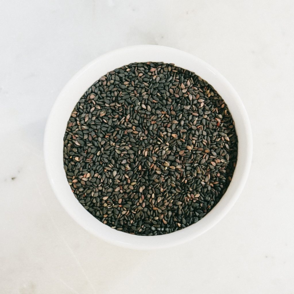 A bowl of black sesame seeds