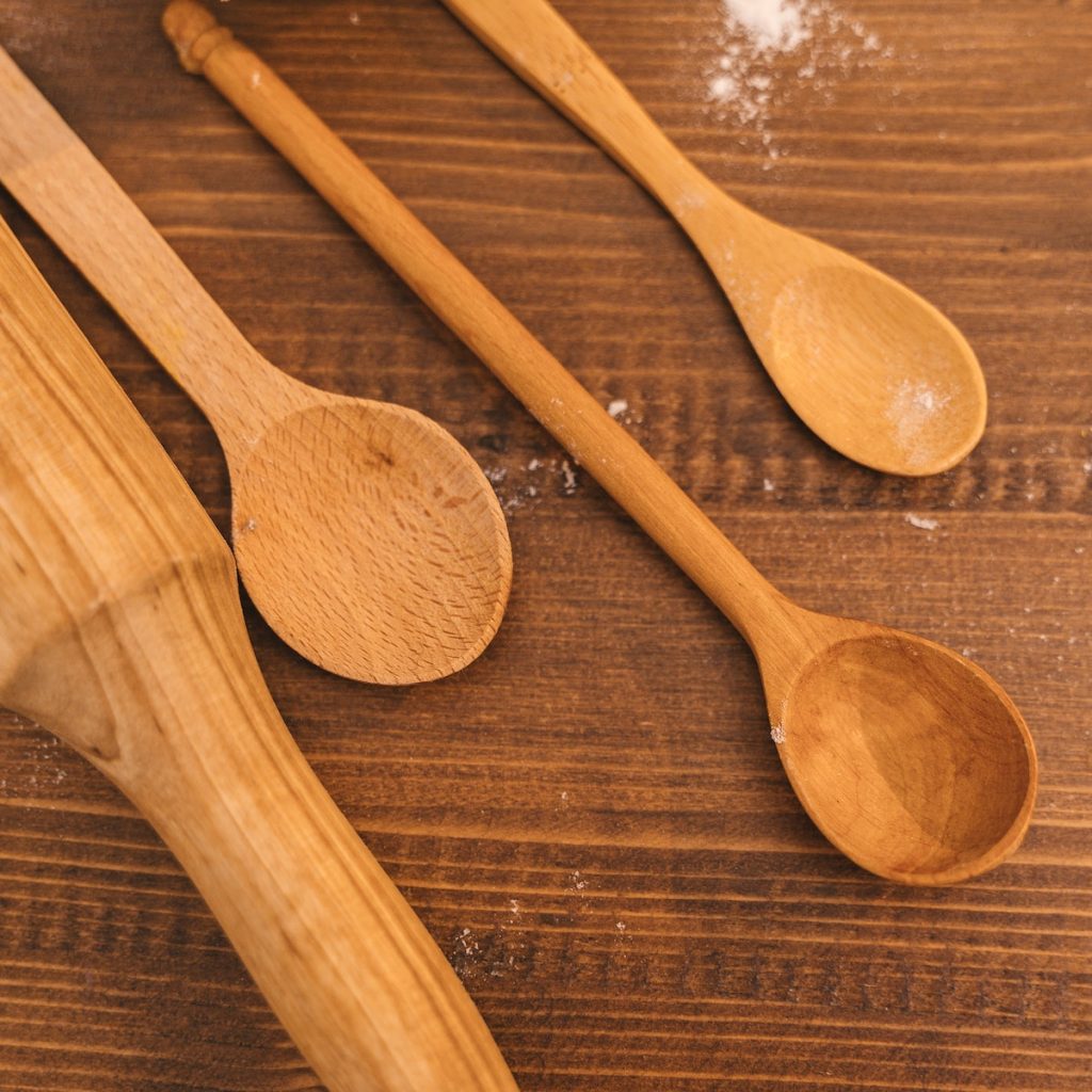 A close-up photo of wooden utensils