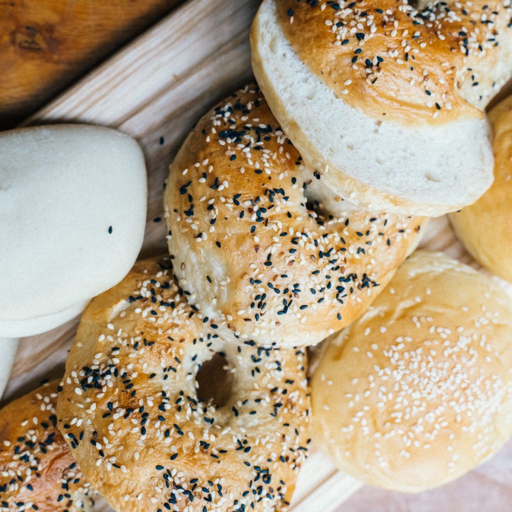 Assorted bread sprinkled with sesame seeds