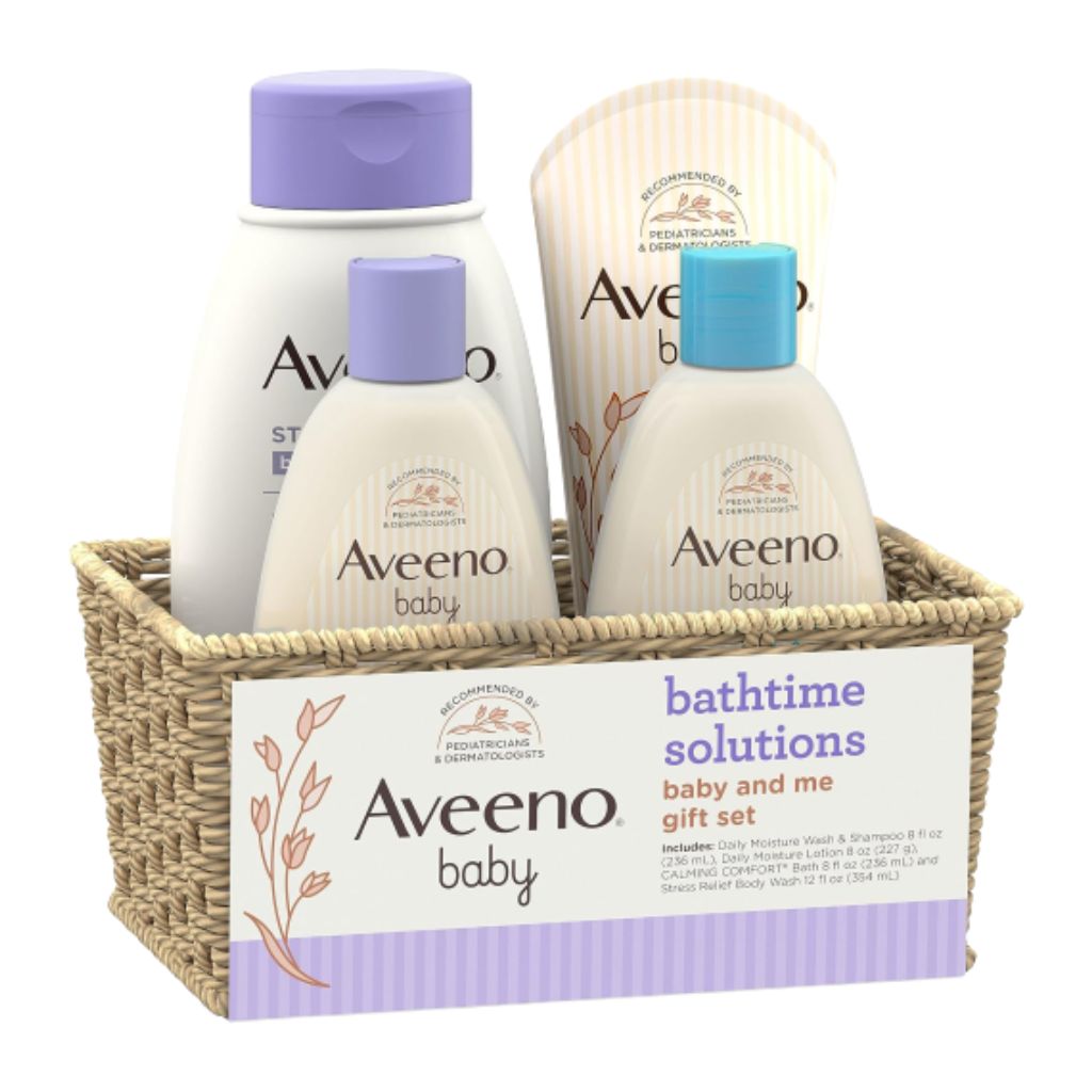 baby bath essentials in a basket