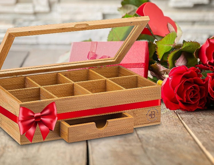 Best Gifts for Tea Lovers Bamboo Tea Box Organizer for ready for gifting