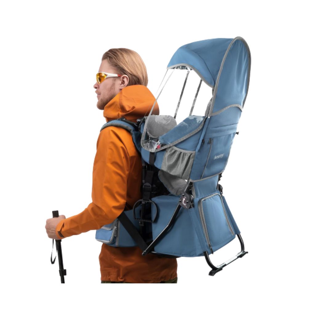 man carrying a Baby Backpack Carrier