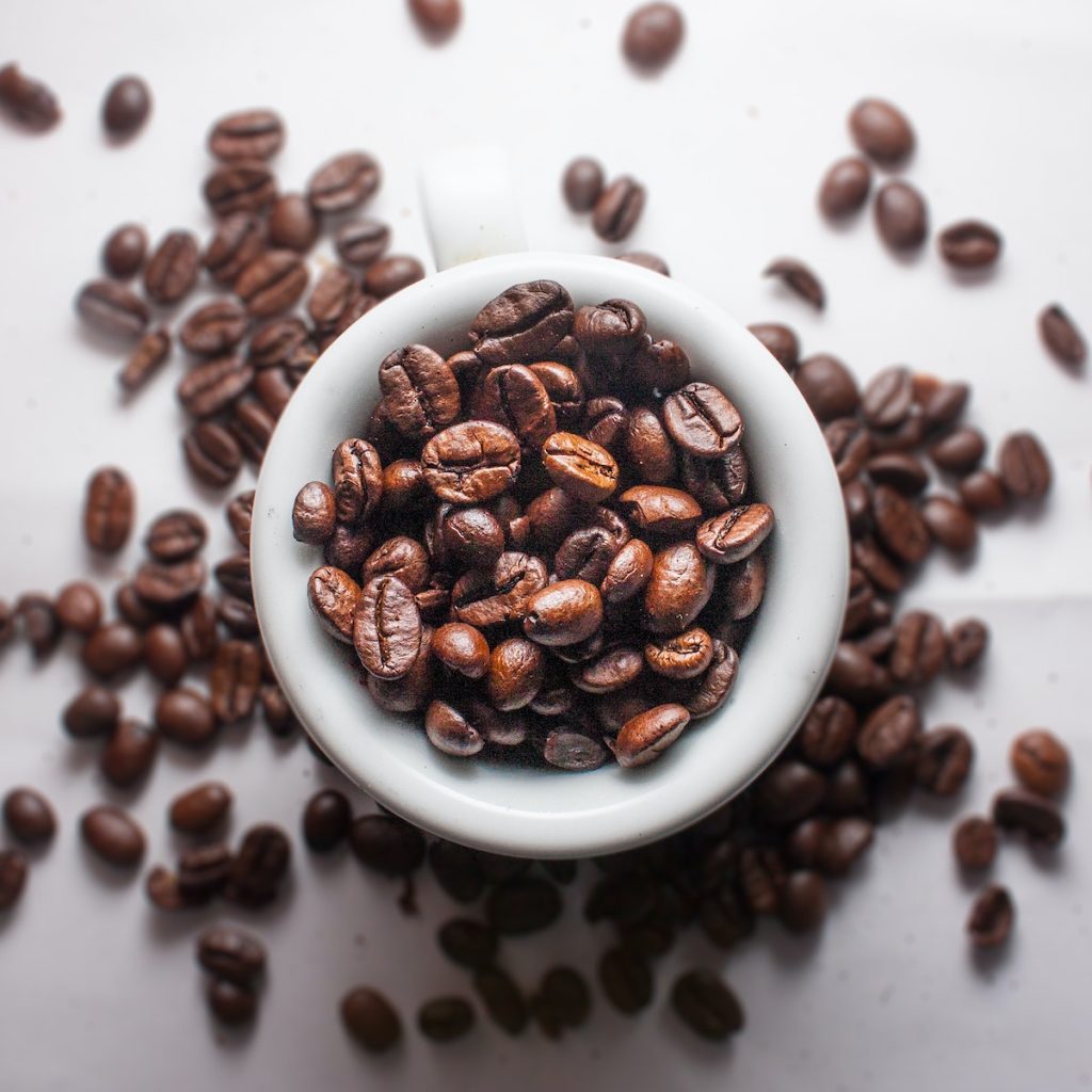 Coffee beans inside a cup