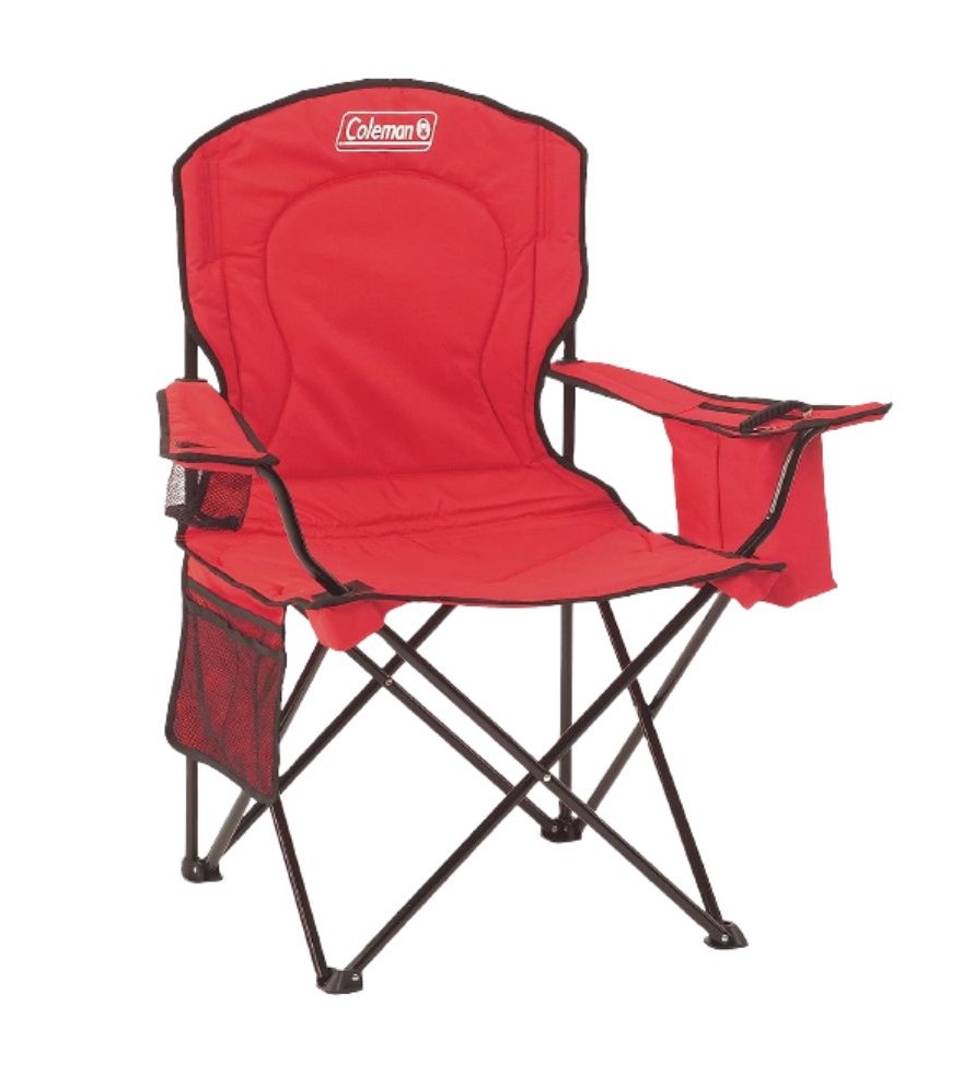 a red camping chair