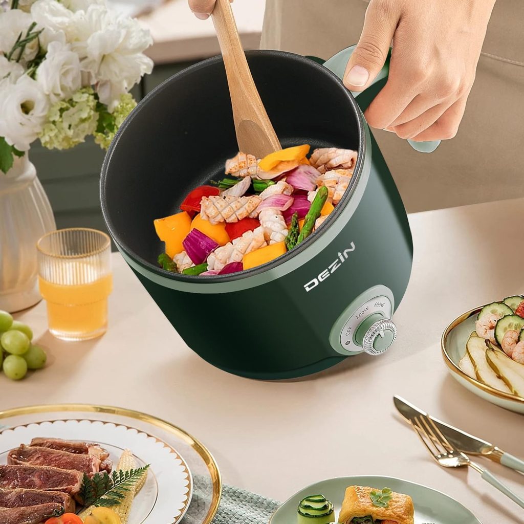 Dezin Hot Pot Electric with stir fried meat and vegetables